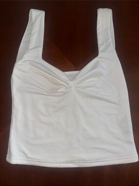White Ruched Front Tank Top